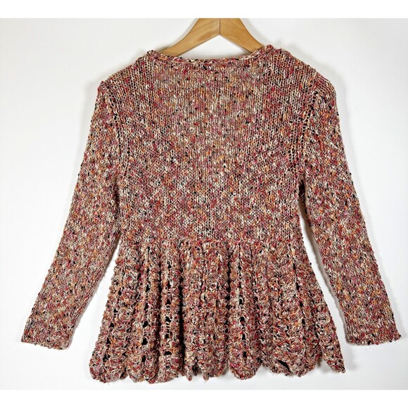 Free People Sweater Womens Small Boho Open Cardigan Button Knit Peplum - Picture 5 of 12